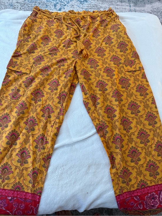 Sundance Pants - Sundance yellow and red floral-patterned drawstring lounge pants Large D92